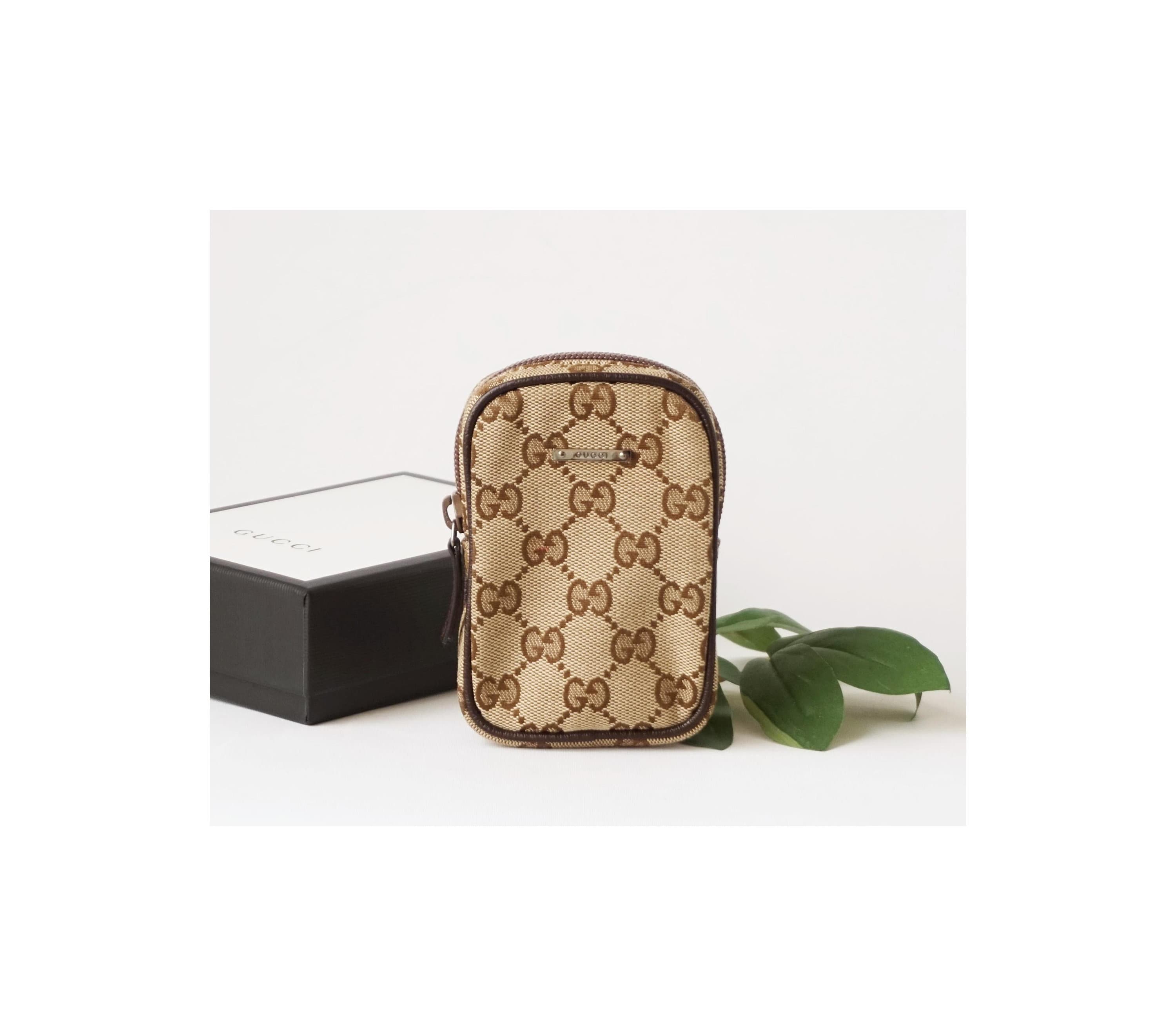 Gucci Vintage Monogram Canvas Jewelry Roll Holder Travel Case For