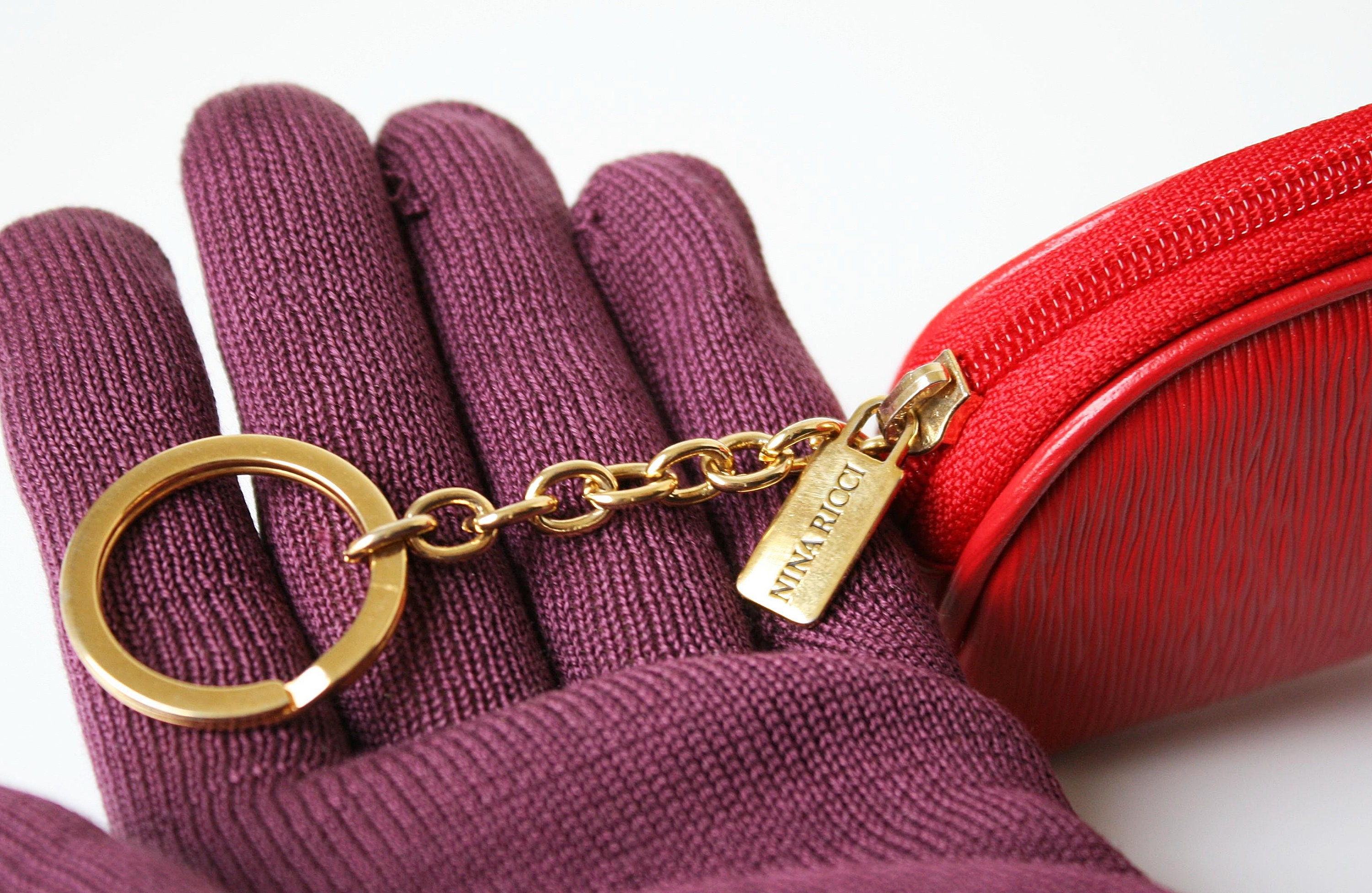 Porte monnaie en cuir rouge Nina Ricci porte cles pochette Etsy Canada
