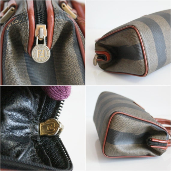 Verified Fendi Pequin Mini Boston Bagvintage 