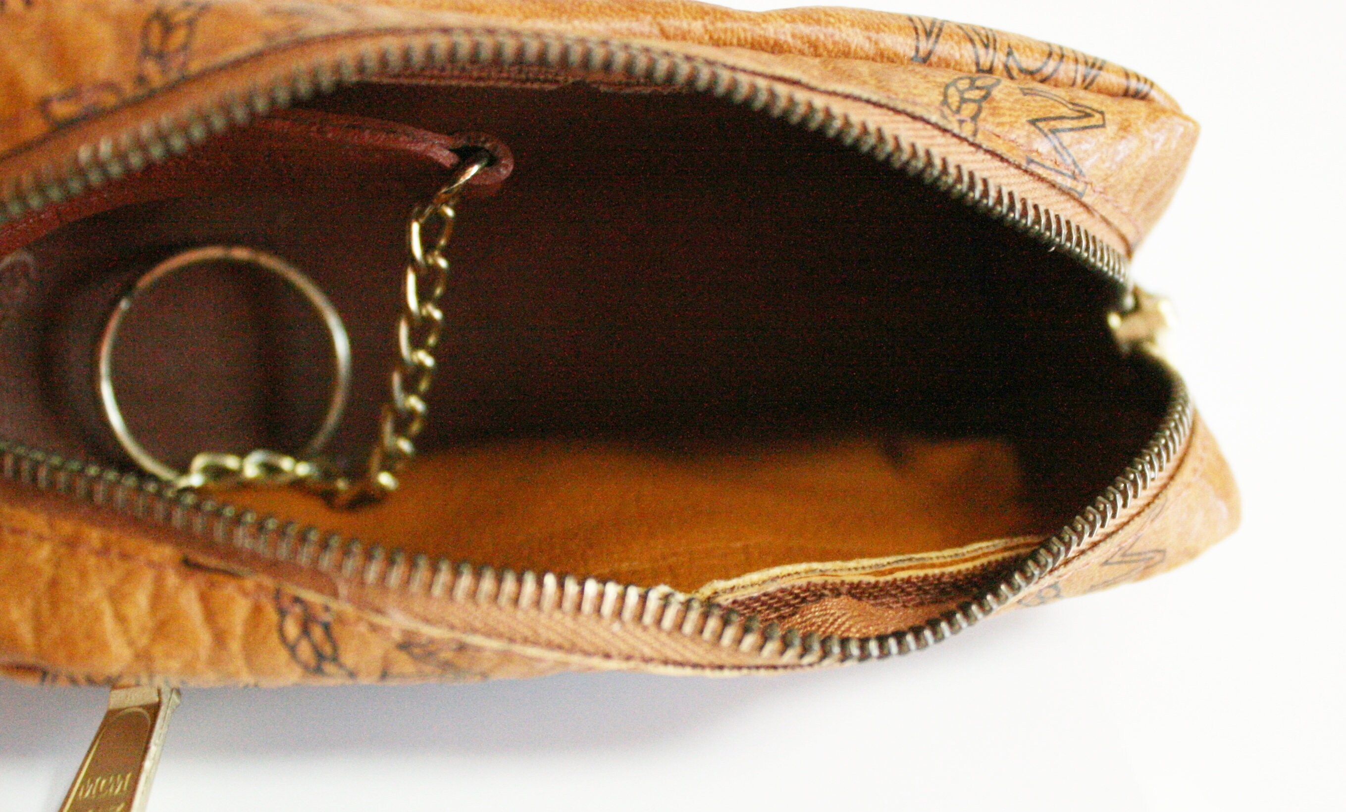 MCM Visetos Cognac Keyring Pouch cuir garni Etsy