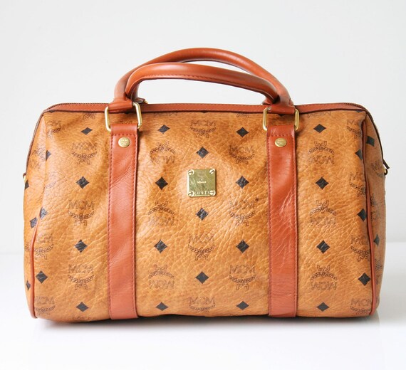 MCM Visetos Small Boston Bag Cognac 351238