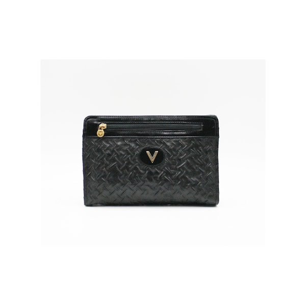 Mario Valentino Black Leather Clutch Bag