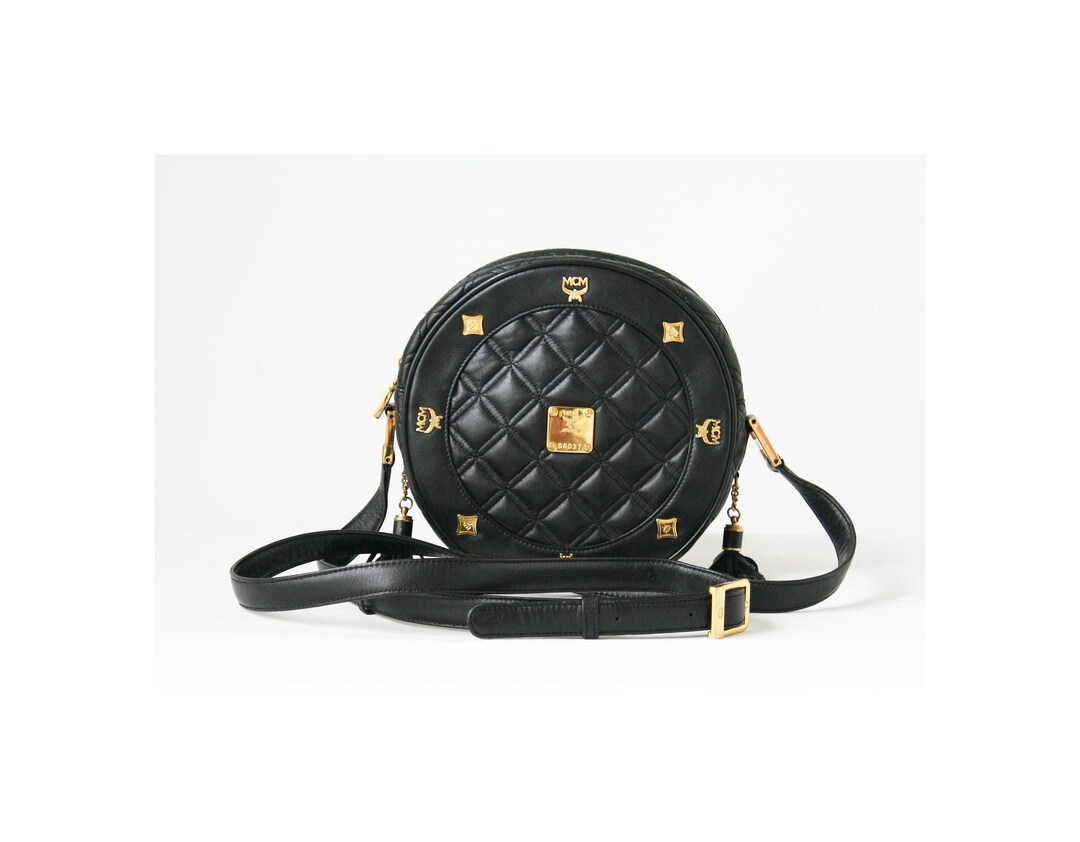MCM Black Quilted Tambourine Bag With Tassles Etsy