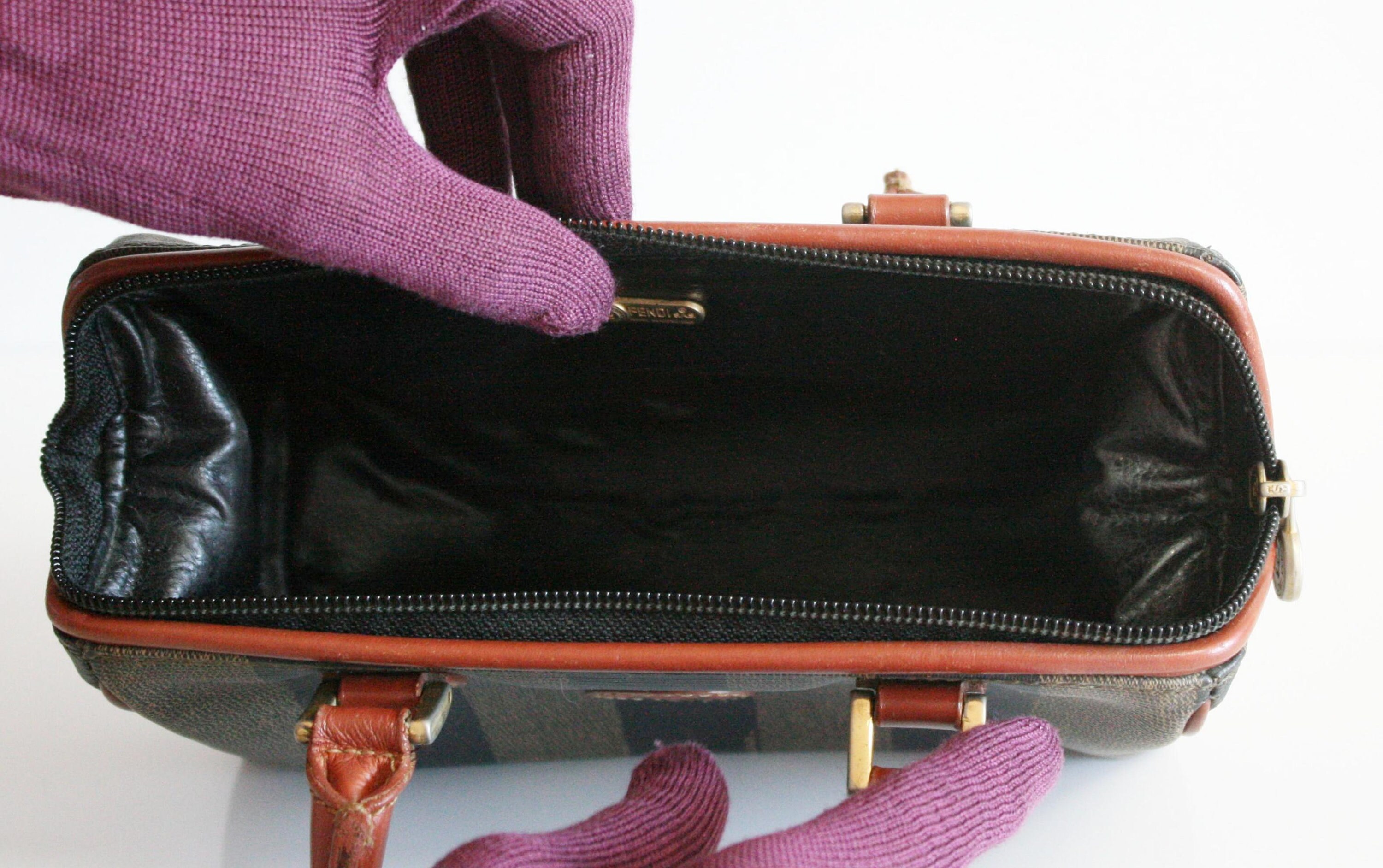 Fendi Vintage Pequin Convertible Boston Bag Coated Canvas Mini at 1stDibs