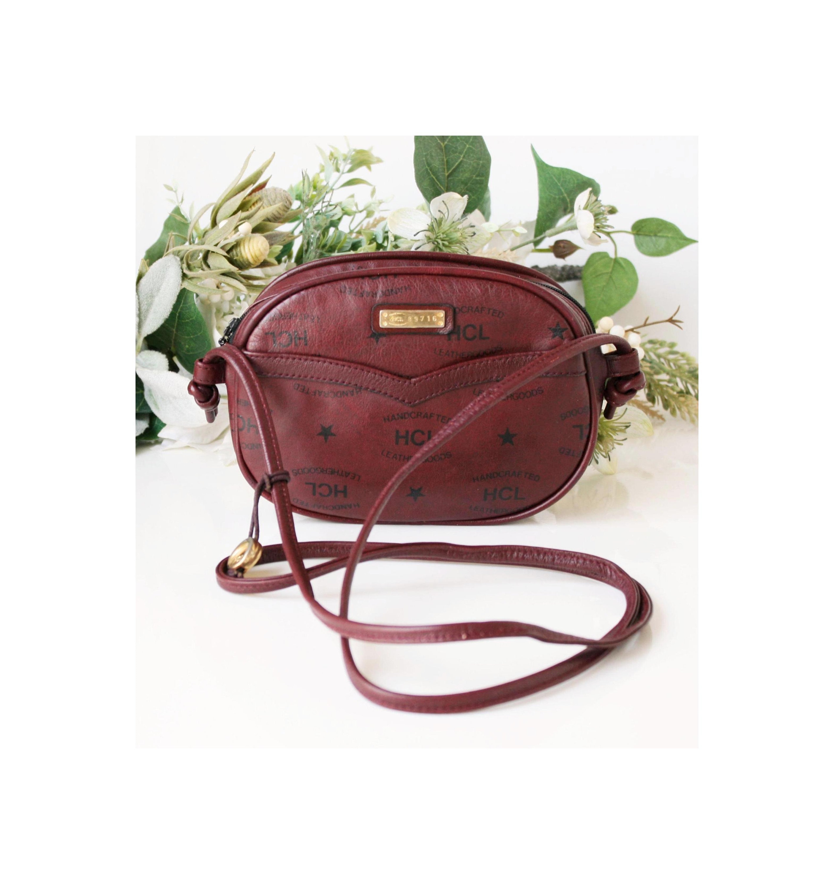 HCL Burgandy Leder Mini Schulter Crossbody Tasche Selten Etsy