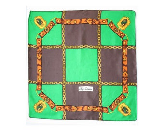 Oleg Cassini Green Chain Silk Scarf