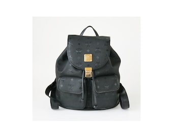 MCM Black Visetos German Backpack