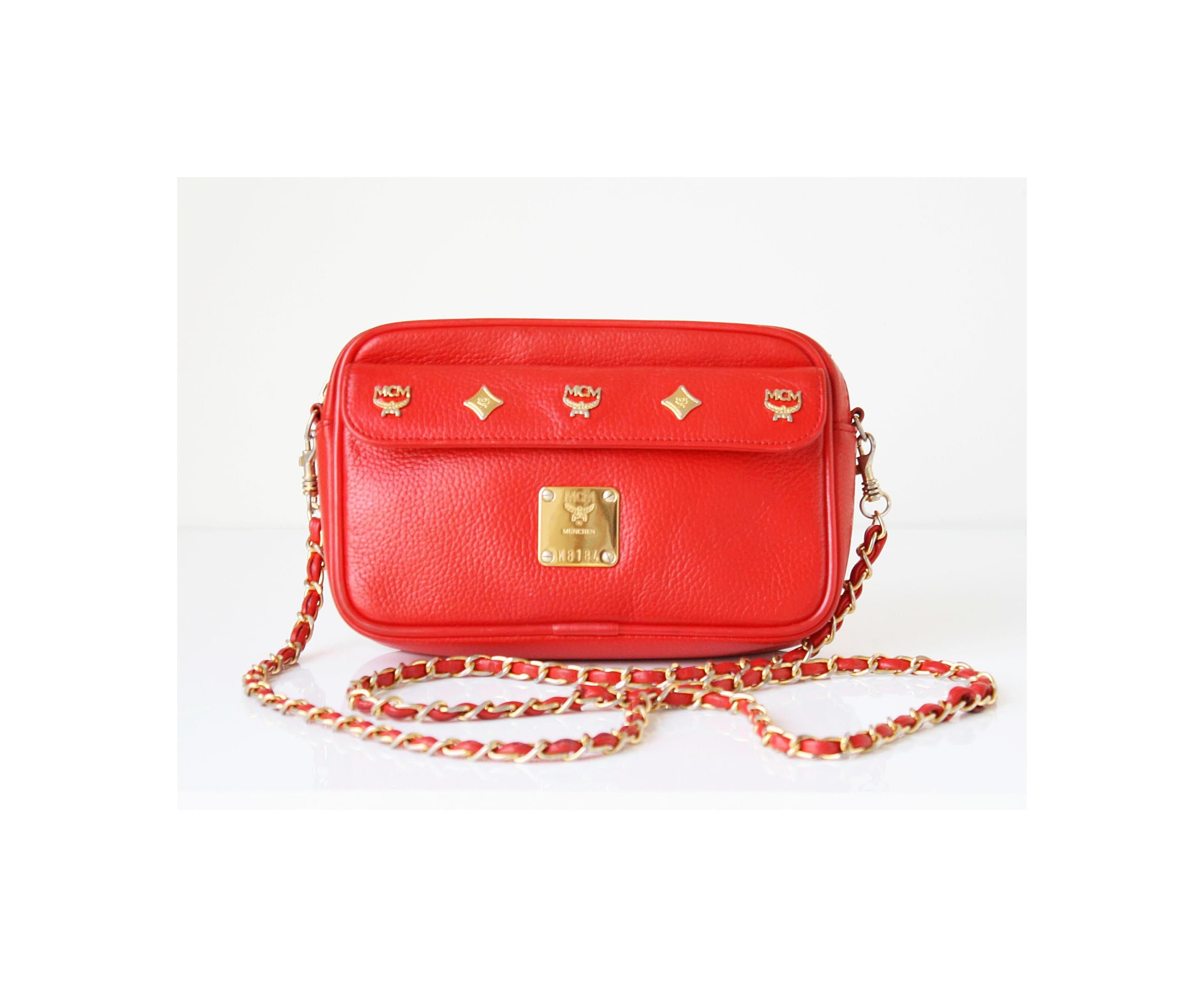 red mcm crossbody bag