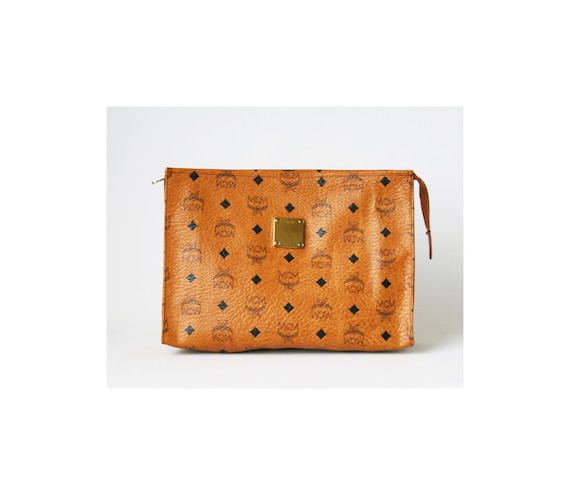 Auth MCM Visetos Cognac Brown Clutch,Pouch Bag - image 1