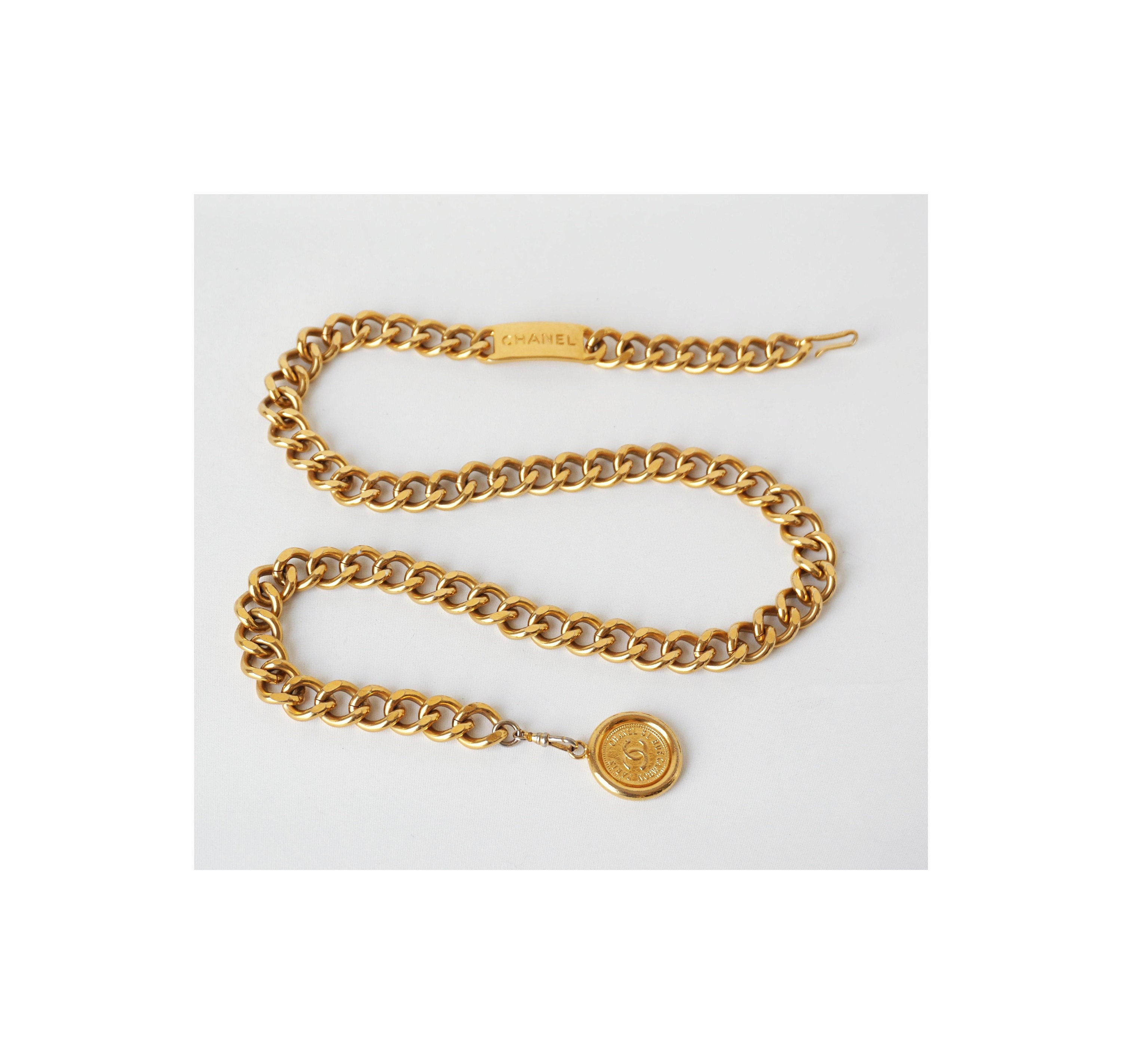 Chanel Vintage Gold Toned Jewelled CC Sautoir Necklace For Sale at