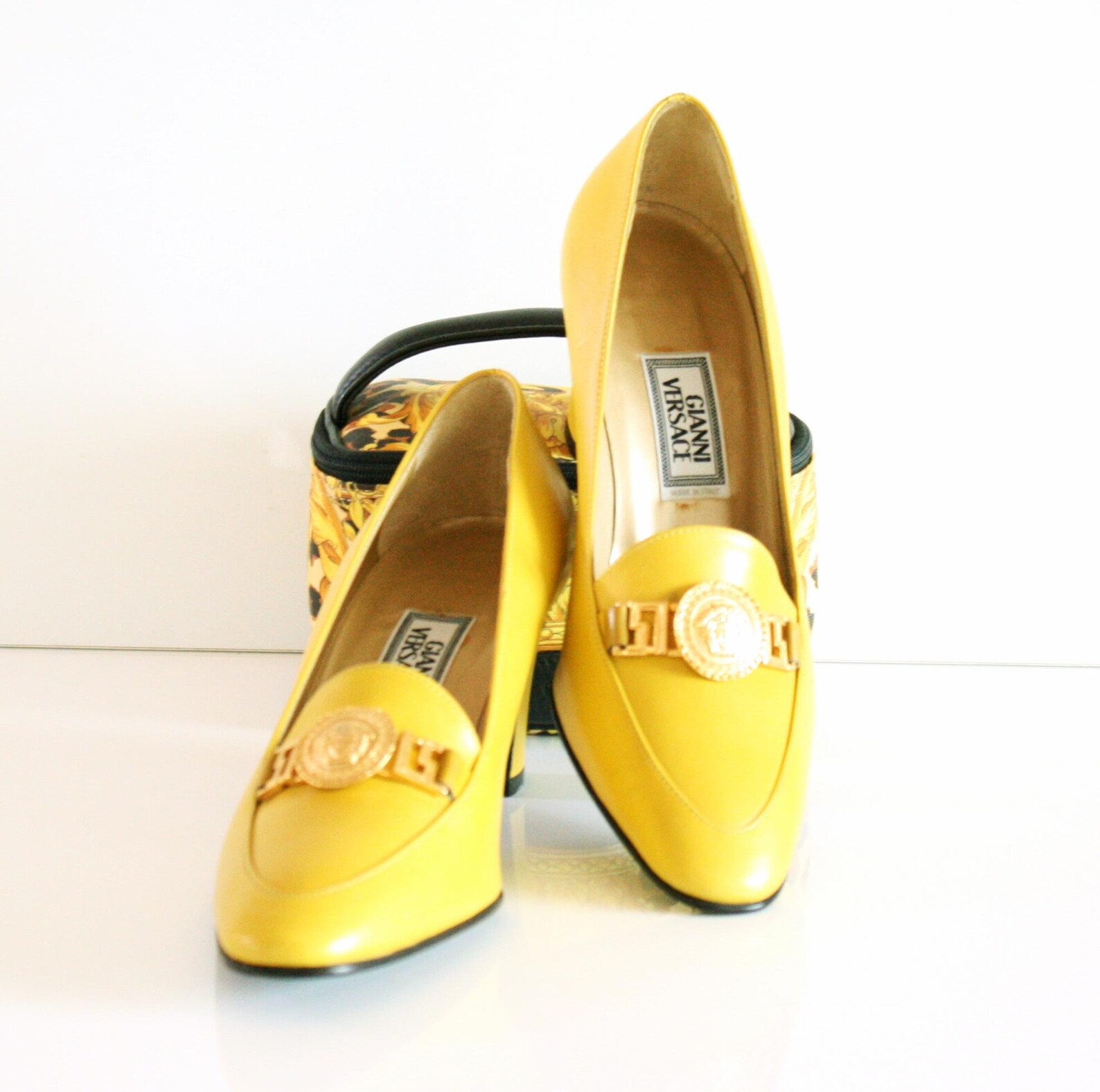 versace heels yellow