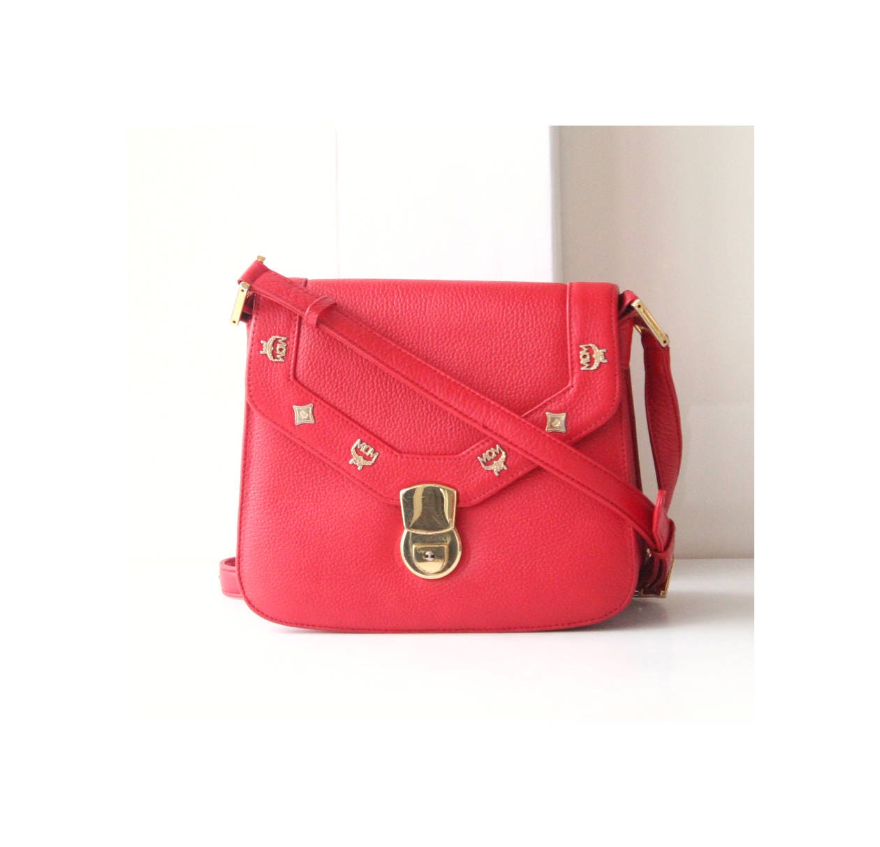 mcm red shoulder bag