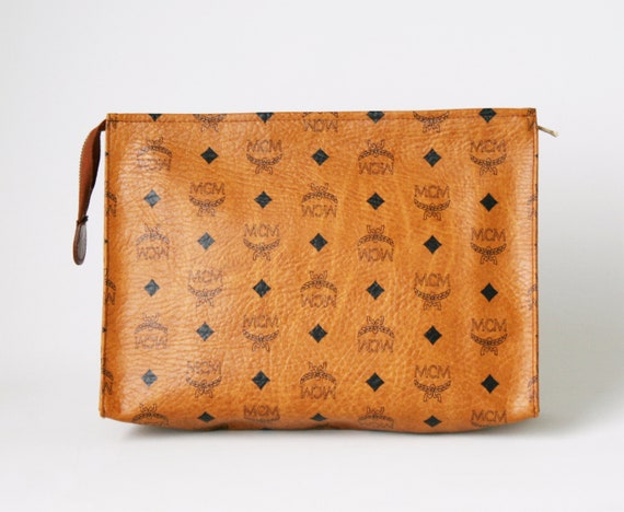 Auth MCM Visetos Cognac Brown Clutch,Pouch Bag - image 4