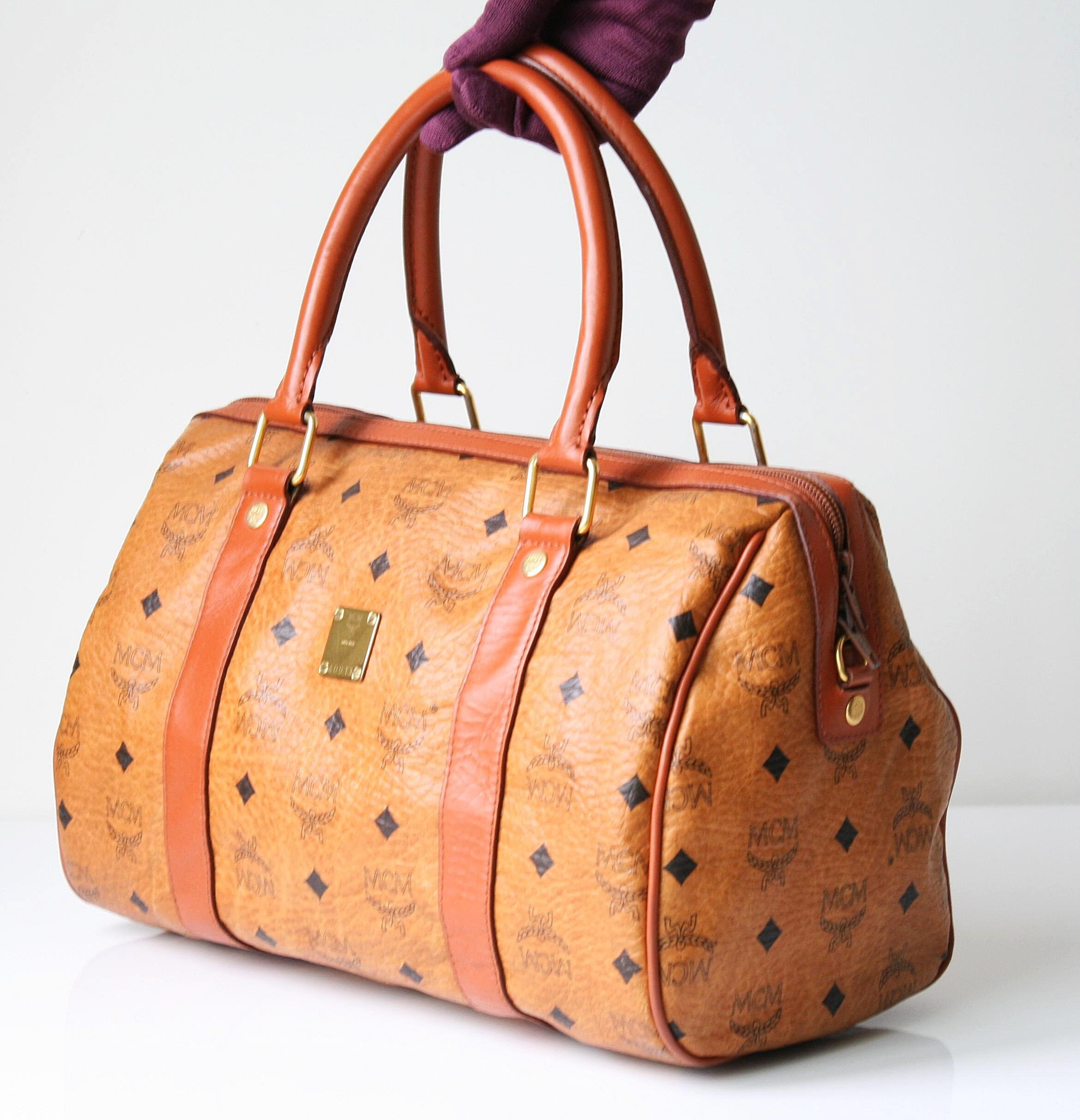 MCM Visetos Ottomar Boston Bag - Brown Handle Bags, Handbags - W3051228