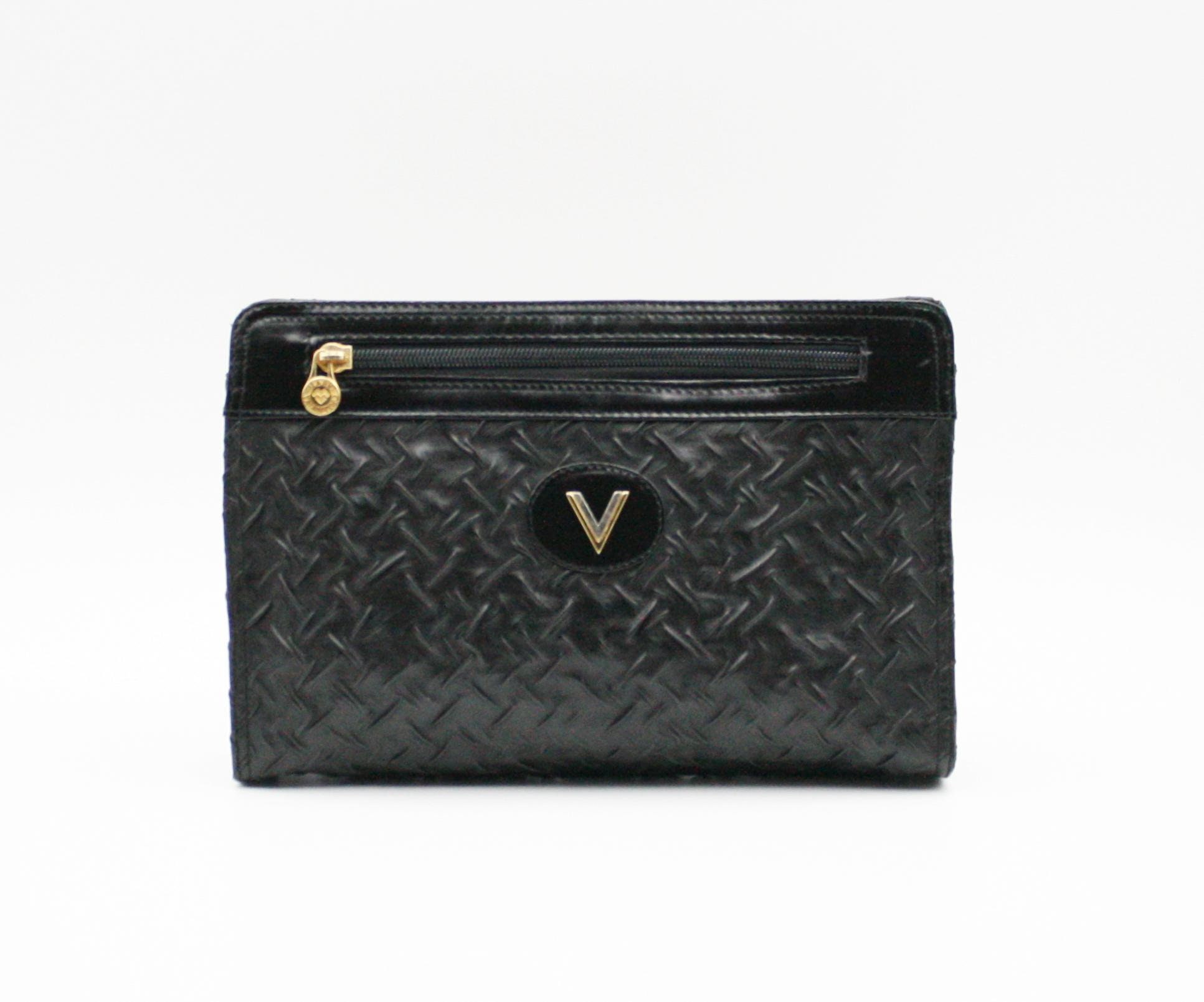 Mario Valentino Black Leather Clutch Bag