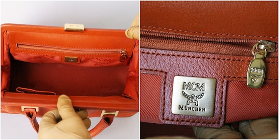 MCM Orange Brown Leather Doctor Bag top Handle Bag Etsy Ireland
