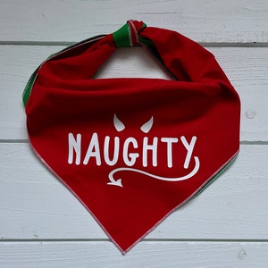 Reversible Naughty Nice Christmas Dog Bandana