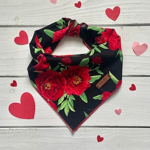 Red roses and flowers Valentine’s Day Dog Bandana