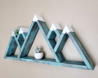 Wood Mountain Wall Art, Mountain Shelves, Rustic Wall Hanging, Nursery Wall Decor, Mountain Shelf, Decorative Shelves, Mountain Lover Gift