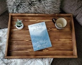 Decorative Ottoman Tray Farmhouse Home Decor Rustic Coffee Table Tray Wooden Tray with Handles Custom Gift Rustic Wood Tray