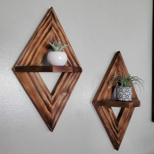 Geometric Wall Shelf set of 2, Wood Wall Sconce, Small Wooden Shelves, Decorative Shelves, Geometric Wall Decor, Geometric Wall Art image 3