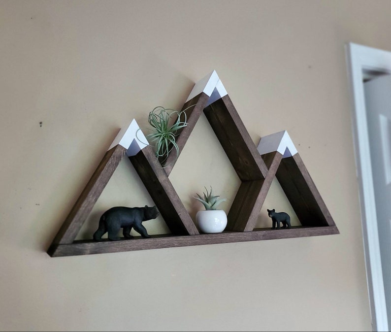 Wooden Mountain Shelf Floating Shelf Nature Lover Gift Etsy