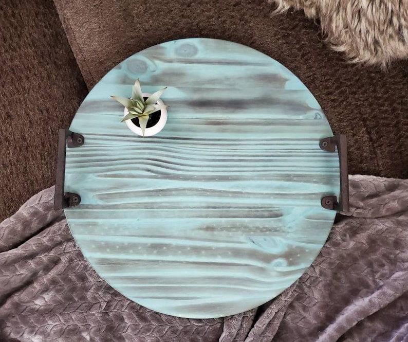 Round Tray for Ottoman Coffee Table Tray Round Wood Tray Etsy