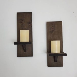 Candle Sconce For Wall, Wall Sconce Pair, Wall Candle Holders, Small Wooden Shelves, Decorative Shelves, Candle Wall Sconce, Gift for Her image 7