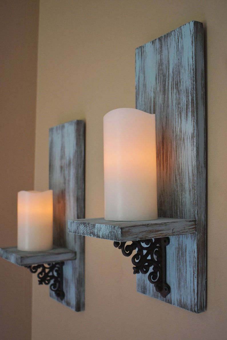 Small Wall Sconces Wood Wall Sconce Candle Holders Wall Etsy