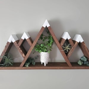 Wooden 5-Peak Mountain Shelf, Rustic Wooden Shelves, Geometric Shelves, Nursery Wall Art, Nursery Shelves, Mountain Wall Decor, Camping Gift image 6