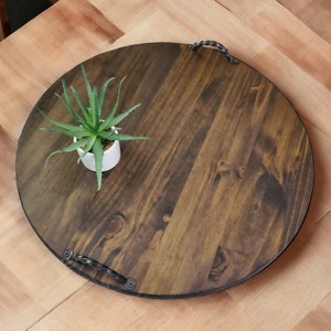 Rond houten dienblad, Ottomaans dienblad, rustieke houten dienblad, rond houten dienblad, nieuw huiscadeau, rond dienblad salontafel, dienblad met handgrepen