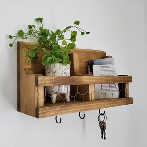 Key Holder for Wall, Wall Mail Organizer, Wood Key Holder, Entryway Shelf, Key and Mail Organizer, Key Hanger For Wall, Mail Holder for Wall