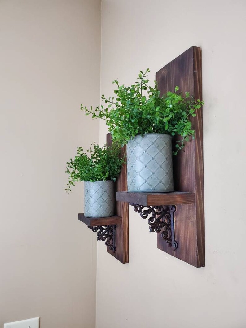 Farmhouse Wall Decor Plant Shelf Wall Sconce Wall Plant Etsy