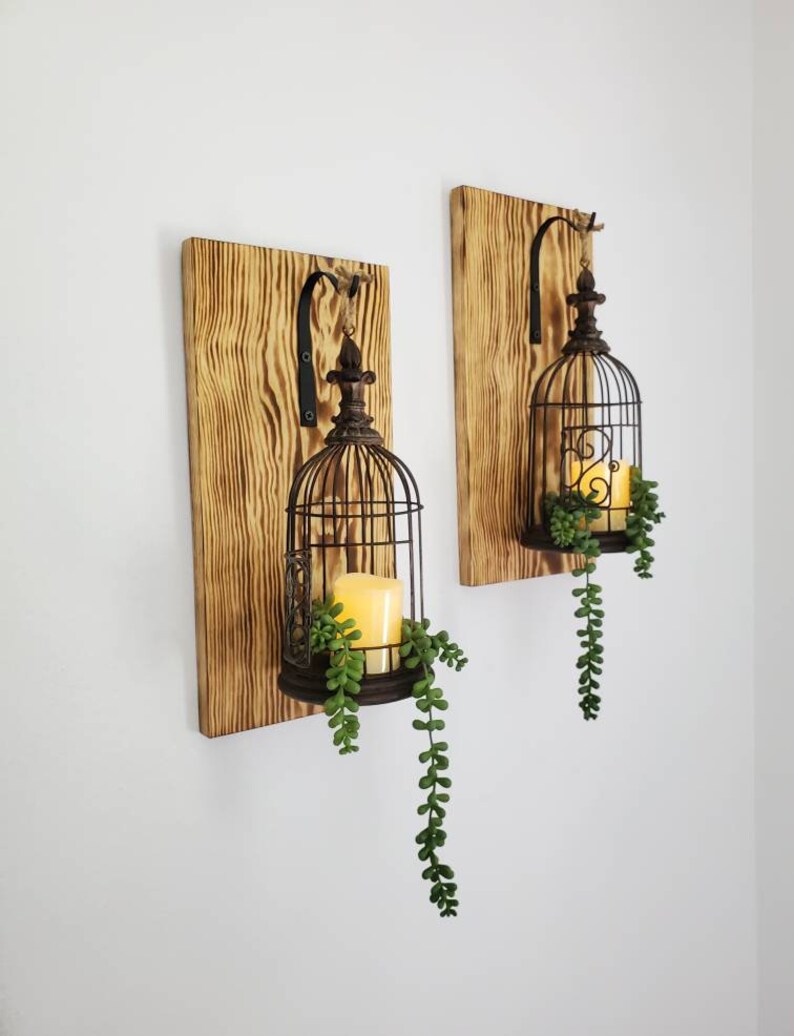 Hanging Bird Cage Wall Sconce set of 2 Bird Cage Decor Etsy