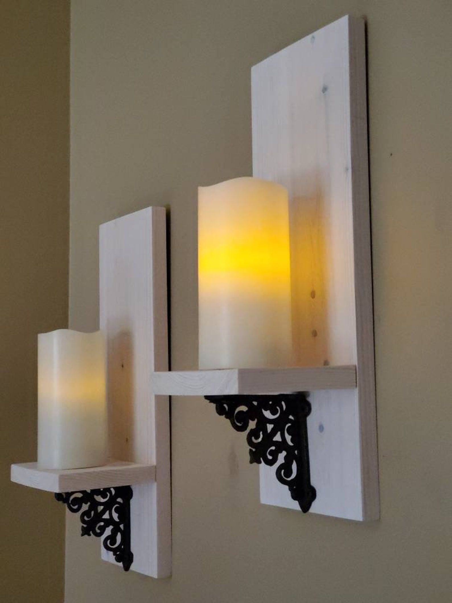 Wall Candle Holder Wood Wall Decor Small Wall Shelves Etsy