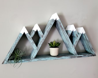 Mountain Decor, Floating Shelf, Handmade Home Decor, Hanging Shelf, Wood Mountain Shelf, Wooden Wall Decor, Ski Decor, Nature Wall Art