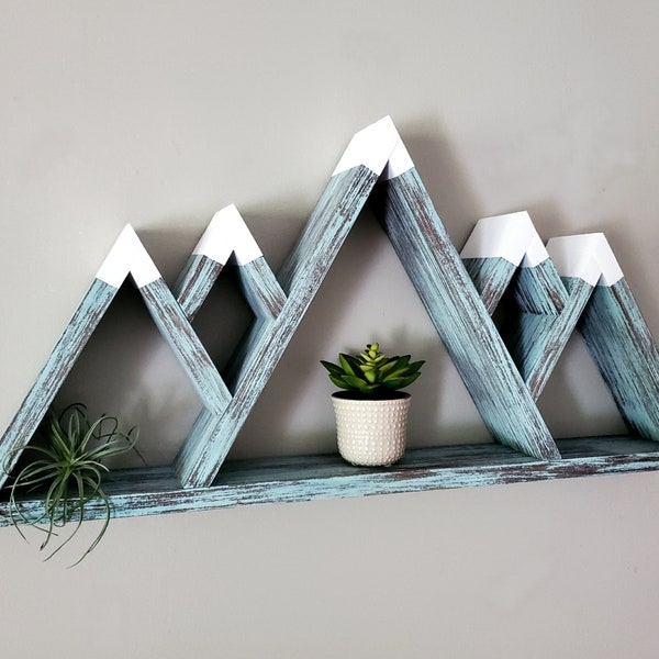 Mountain Decor, Floating Shelf, Handmade Home Decor, Hanging Shelf, Wood Mountain Shelf, Wooden Wall Decor, Ski Decor, Nature Wall Art