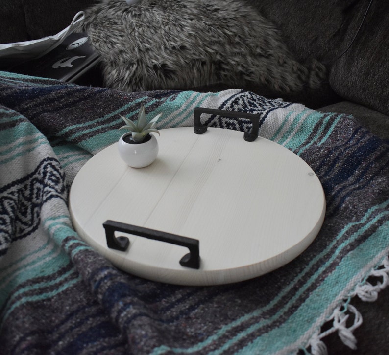 Round Serving Tray Large Ottoman Tray Wood Round Tray Tray Etsy