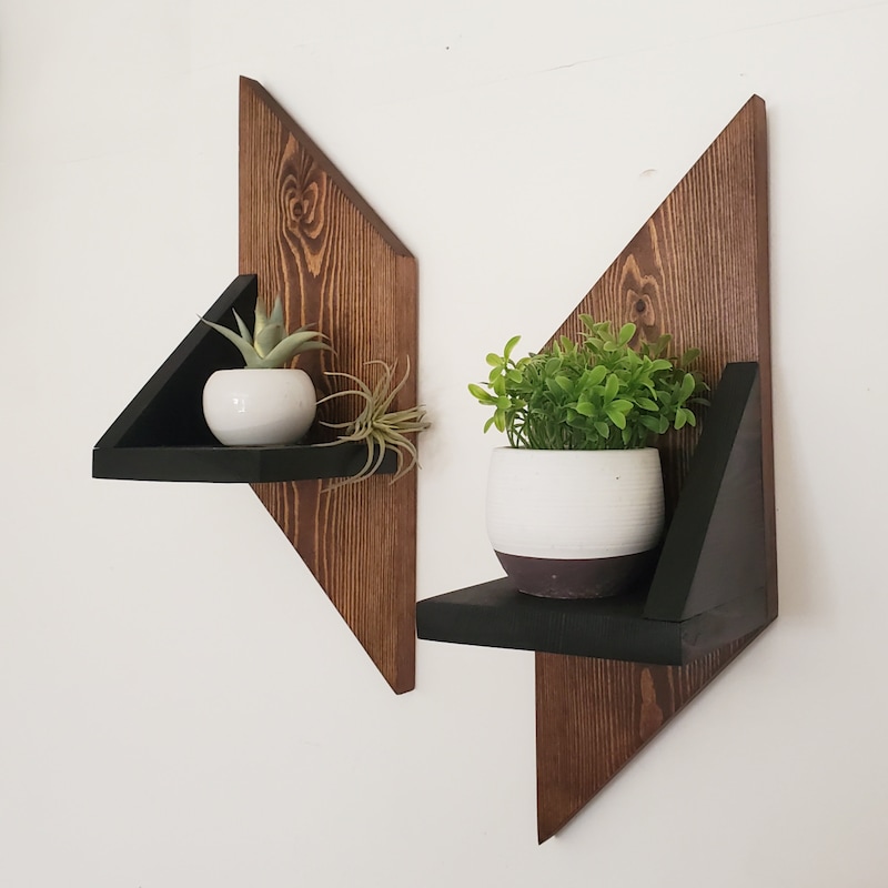 Geometric Shelf - Etsy - Abstract Theme Shelves With Geometric Designs