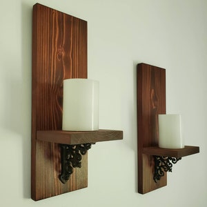 Rustic Wall Decor Wall Sconce set of 2 Modern Rustic Wood - Etsy