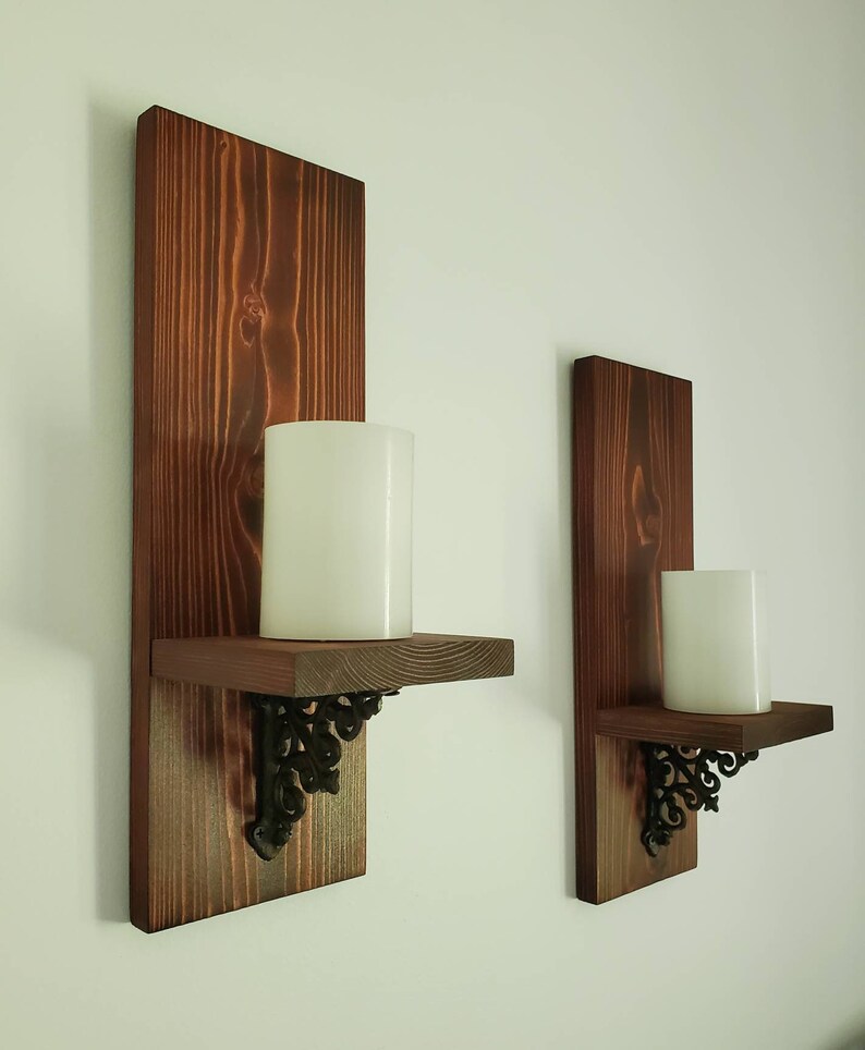Rustic Wall Decor Wall Sconce set of 2 Modern Rustic Wood - Etsy