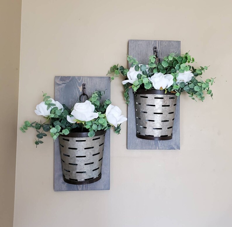 Gift for Her Hanging Wall Planter Galvanized Bucket Etsy