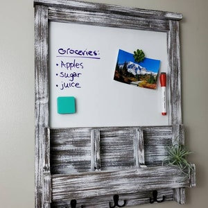 Wood Wall Organizer, Dry Erase Board, Magnetic Board, Mail Organizer, Rustic Wall Decor, Wall Organizer, Home Office Decor, Mail Holder image 3