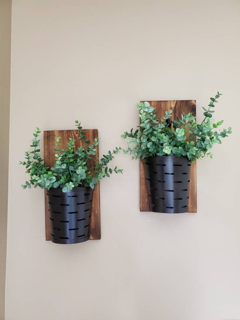 Galvanized Wall Buckets Olive Buckets Wall Vases Rustic Etsy