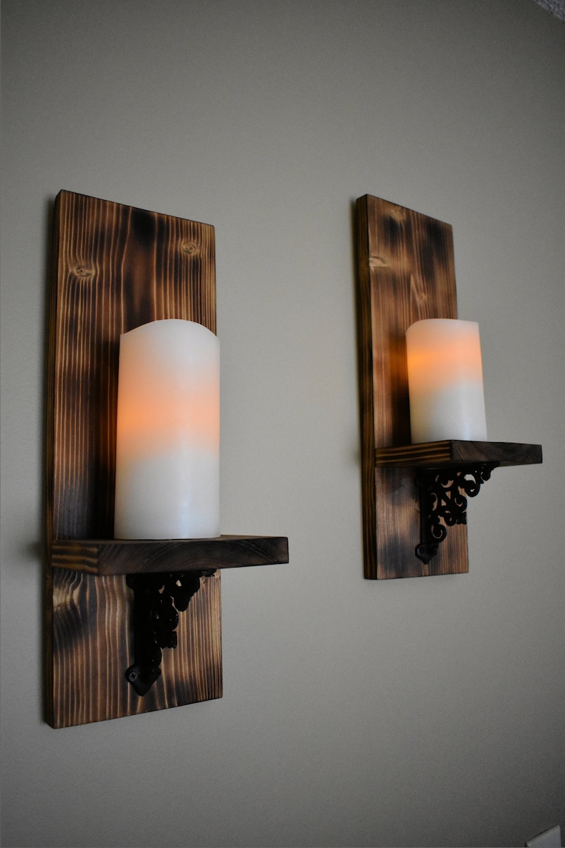 Small Wall Sconces Wood Wall Sconce Candle Holders Wall Etsy
