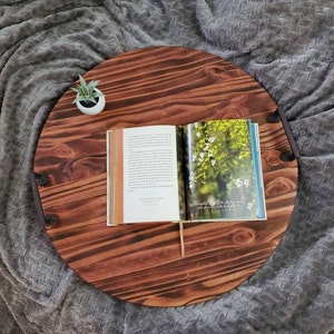 Round Wooden Tray, Decorative Wooden Trays, Coffee Table Tray, Mother's Day Gift, Round Ottoman Tray, Breakfast Tray, Gifts for Mom image 5