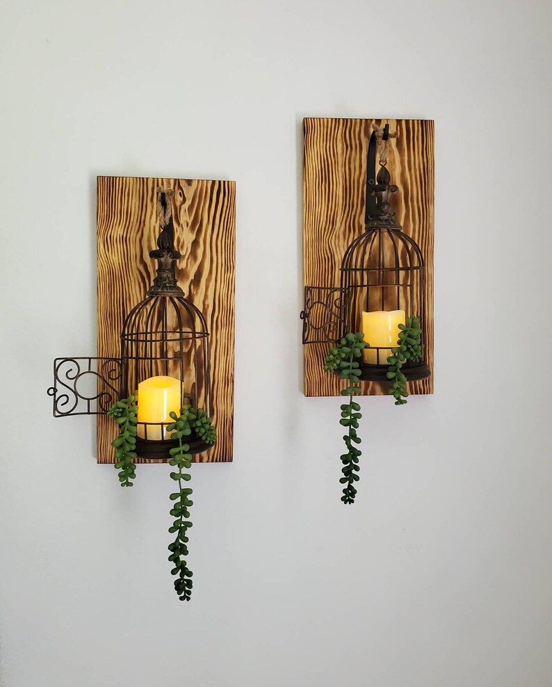 Hanging Bird Cage Wall Sconce set of 2 Bird Cage Decor Etsy