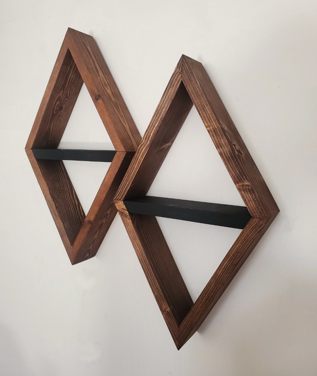 Wood Diamond Floating Shelf Set, Wall Decor (14x10x3) - Etsy
