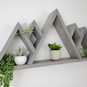 Wooden 5-Peak Mountain Shelf, Rustic Wooden Shelves, Geometric Shelves, Nursery Wall Art, Nursery Shelves, Mountain Wall Decor, Camping Gift image 2