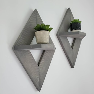 Geometric Wall Shelf set of 2, Wood Wall Sconce, Small Wooden Shelves, Decorative Shelves, Geometric Wall Decor, Geometric Wall Art image 4